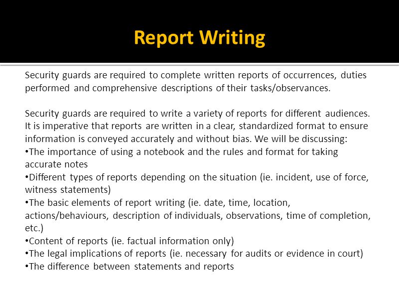 Report writing for security officers